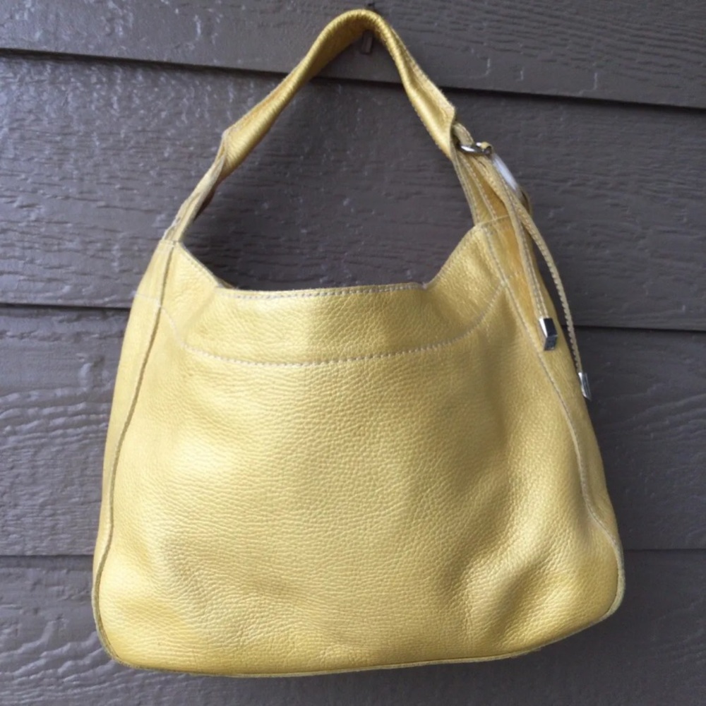 Bosca leather shoulder women's bag yellow metallic color